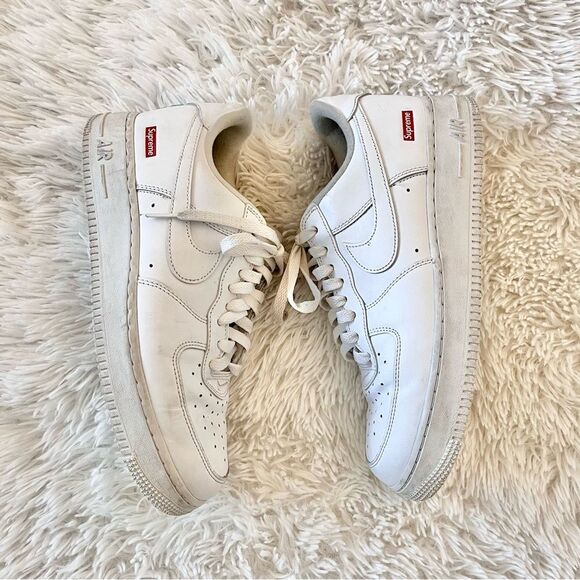 Supreme X Nike Air Force 1 low white box logo red size 8.5 men’s - Picture 2 of 8